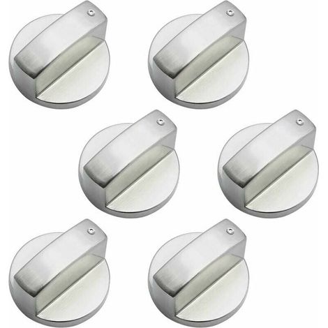 Bouton de cuisinière à gaz en métal universel, 6 mm, kit de 6 pièces LO-Ron, poignée de réglage pour plaque de cuisson, four et gazinière, compatible avec la plupart des modèles. (1/5)