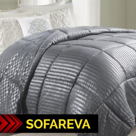 Couette 220x240 cm toute saison – Garnissage microfibre hypoallergénique 250g/m² – Toucher soyeux et satiné – Réversible et thermorégulatrice – Sofareva