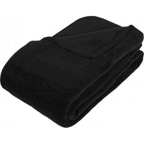 1 pièce Couverture microfibre, douceur intense, couverture jeté lit, 180 x 230 cm, noir, intérieur moderne ou cocooning