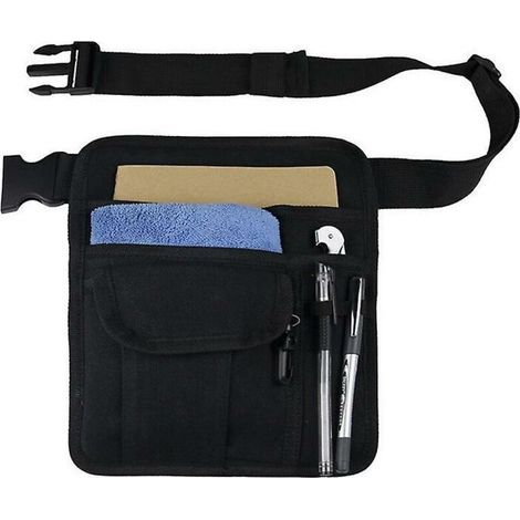 Tablier de serveur de restaurant pour serveur, serveuse - ceinture utilitaire sac banane organiseur de poche pour livre d'or, tablette, argent, stylos et changement avec Coi NOIR20.5X25.5cm (1/5)