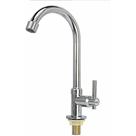Robinet de cuisine, robinet d'évier à eau froide monotrou en acier inoxydable, robinet de bar adapté à une utilisation extérieure. (1/4)