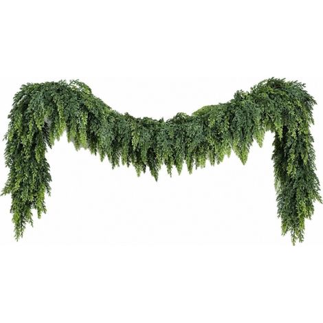 Guirlande de cèdre artificiel pour décoration de Noël, intérieur/extérieur, cheminée, mur, 180 cm (1/5)