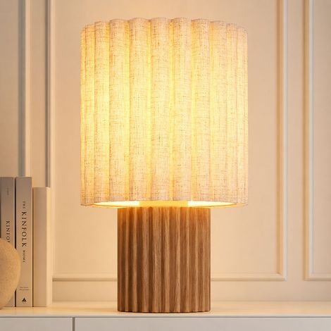 Lampe de table Lampe de table chambre à coucher avec interrupteur Marron Bois E27 H 30 cm (1/5)