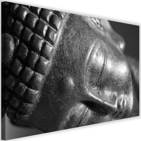 Tableau déco Tête de Bouddha Noir et Blanc 60x40 (1/5)