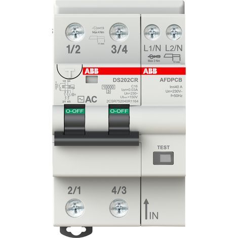 Magnetotermico differenziale 6kA 2 Poli C16 30mA ABB DS202CRC16AC30 (1/3)