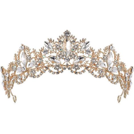 princesse Cristal Reine Couronne (or), Strass Princesse Cheveux Ornement Dame Bandeau Fille Fte Fte Jeu De Rle Anniversaire Cadeau De Mariage