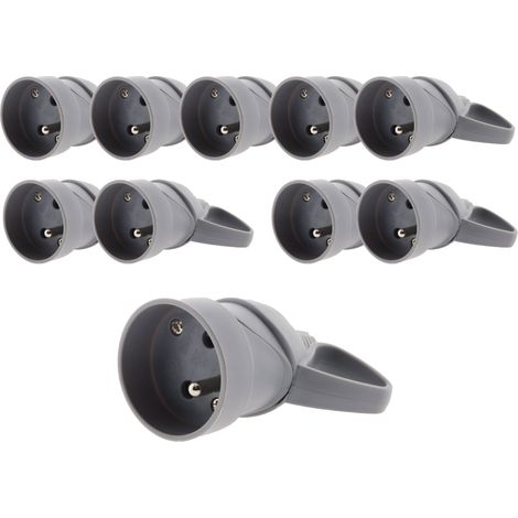 Zenitech – Lot de 10 fiches femelles anneau 16A 2P + T – Couleur noir – Capacité 3680W sous 230V – Norme NF