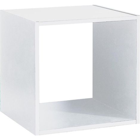 Etagère murale en panneaux de particules coloris blanc - Longueur 34,4 x Profondeur 32 x Heuteur 34,4 cm (1/2)