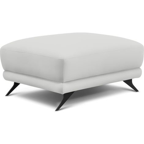 Pouf simili cuir blanc et pieds métal noir Zora 82cm (1/3)
