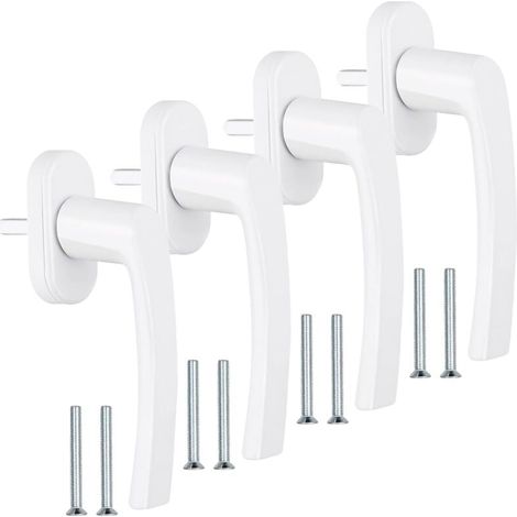 4 Pièces Poignee Fenetre, Poignee Fenetre PVC sans Cylindre de Fermeture avec 8 Vis, PoignéE de FenêTre Blanche en Aluminium Longueu 35 Mm pour FenêTres, Portes Balcon Et Maison (1/4)