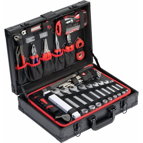 Meister Werkzeugkoffer 135-teilig Black Edition mit Knipex Wera INBUS Alu-Koffer (1/5)