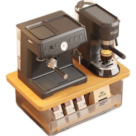 Support de rangement en acrylique pour machine à café, tiroir à capsules de bureau (aspect bois - Changhong), petit format. (1/2)