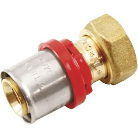 Raccordo Diritto Femmina Con Girello 1/2" Ø20 Con Testa Piana Multistrato A Pressare Acqua