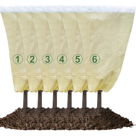 6er-Pack Pflanzenschutzhüllen gegen Frost, 32 x 39 + 39 x 47 cm, Winterstrauch- und Baumschutzhülle mit Kordelzug zum Schutz vor Kälte, Frost, Vögeln und Sonne