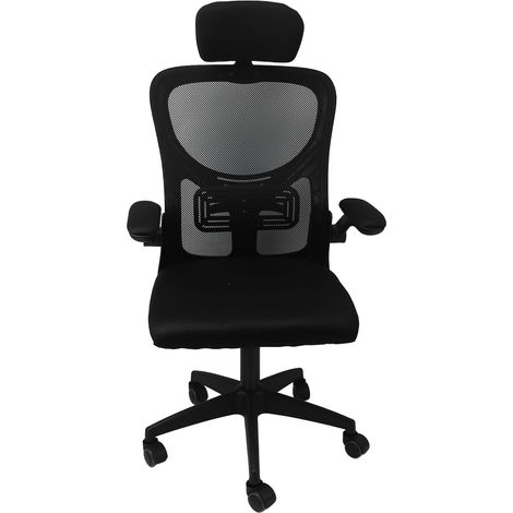 Chaise de bureau confortable pour le gaming, dossier haut en maille, soutien lombaire, appui-tête 3D, accoudoirs pivotants à 90°, roulettes, noire. (1/5)