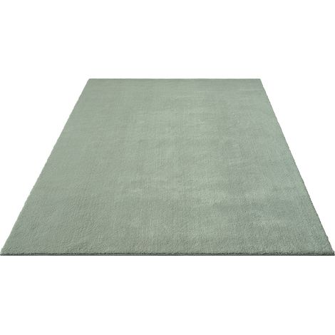 FLOORNOVO Hochflor Teppich Grün einfarbig - 200 x 140 cm - Besonders Weicher Teppich Wohnzimmer & Badezimmerteppich - Pflegeleicht - vielseitig einsetzbar im Innenbereich (1/2)