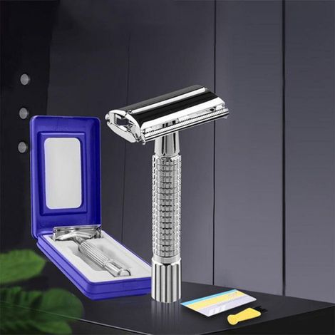 Rasoir à barbe ergonomique manuel à double tranchant en métal sûr (1/5)