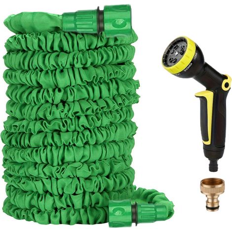 Tuyau d'Arrosage Extensible 25FT (7,5m) avec Pistolet Multi-Modes - Kit Complet (Jaune & Noir)-lsw (1/4)