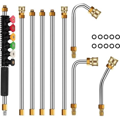 Tige d'extension de nettoyeur haute pression, 4000PSI nettoyeurs haute pression pointes de lance de remplacement télescopiques outils de nettoyage pour le lavage des fenêtres de toit (1/5)