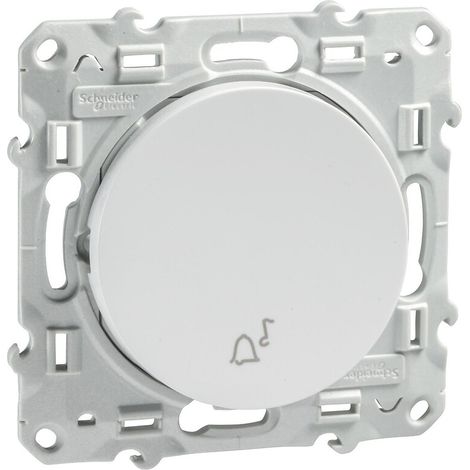Schneider Electric – Poussoir carillon blanc S520246 – 10A – 250V CA – Fixation par vis – Indice de protection IP21 D – Compatible avec plaque de finition (1/7)