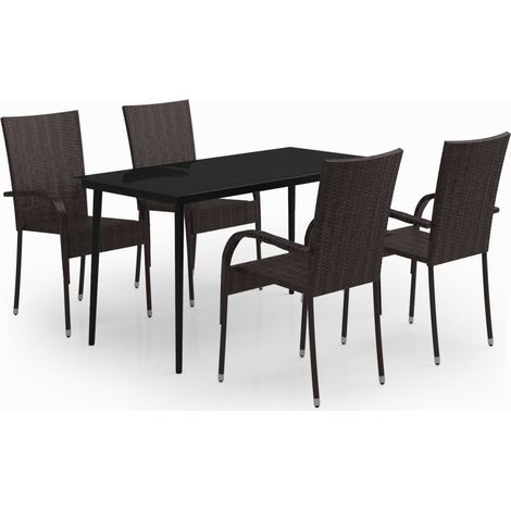 Maison Exclusive - 5-tlg. Garten-Essgruppe Braun und Schwarz