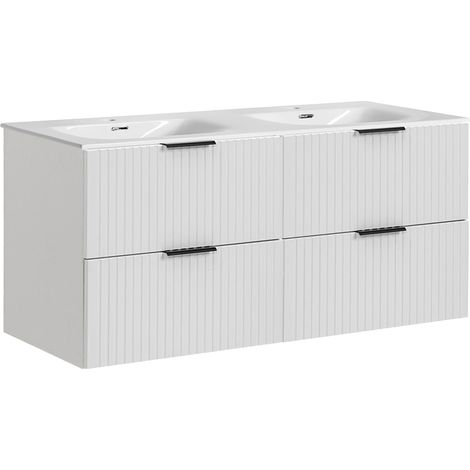 Doppelwaschtisch 120cm Adriel mit 4 Schubladen, Weiß (1/5)