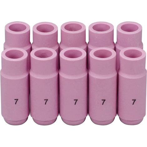 Buse en alumine et cuves céramiques pour soudure TIG Buses 10N47, 7 avec orifice de 11,0mm - Pour chalumeau de soudure TIG QQ300, PTA, DB, SR, WP 17, 18, 26 - Pack de 10 (1/5)