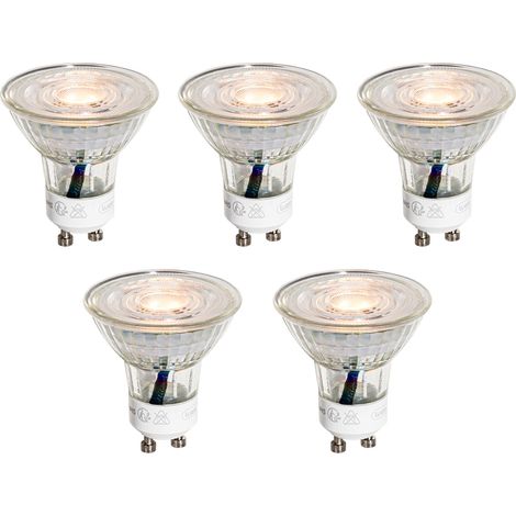 Set of 5 GU10 50mm LED Bulbs Clear 3W 200 lm 2200K