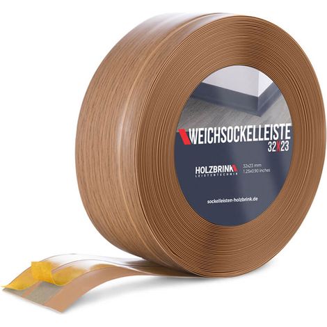 Holzbrink – Plinthe souple en PVC autoadhésive 32x23mm – Résistante à l'humidité – Installation facile – 5m pour finitions intérieures