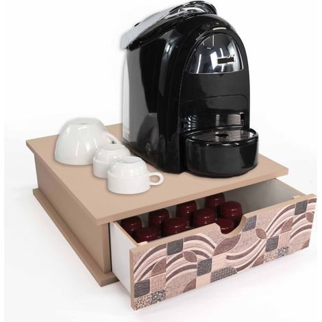 Lupia - Contenitore Cassetto Porta Capsule e Cialde caffè Cassetto ORGANIZER Vintage LEAVES 33x33 cm in legno per casa, cucina, angolo bar ufficio, multiuso (1/4)