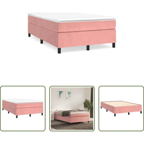 Matelas à ressorts ensachés - Sommier à lattes de lit avec matelas rose 120x190 cm velours (1/5)