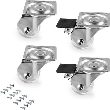 Emuca Lot von 4 Rollen Slip 3 transparent, mit Montageplatte, Durchmesser 35mm, Stahl und Kunststoff (1/5)