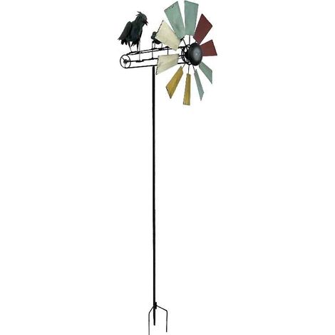 Moulin multicolore oiseaux fer 22x17x66cm (1/5)