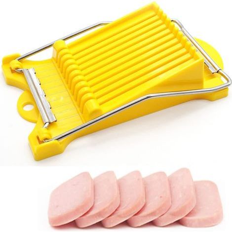 Trancheuse multifonctionnelle en acier inoxydable pour charcuterie, outil de découpe et de division domestique, trancheuse pour beurre, banane et œufs cuits (jaune)