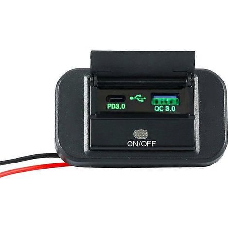 Zwei 12V-24V USB-Ladeanschlüsse mit Schalter, Schnellladefunktion für LKW und Motorrad, Doppelladebuchse.