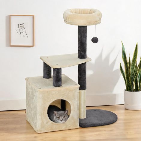 Arbre à chat beige en truciolato Peluche 73 x 35 x 92 cm (1/5)