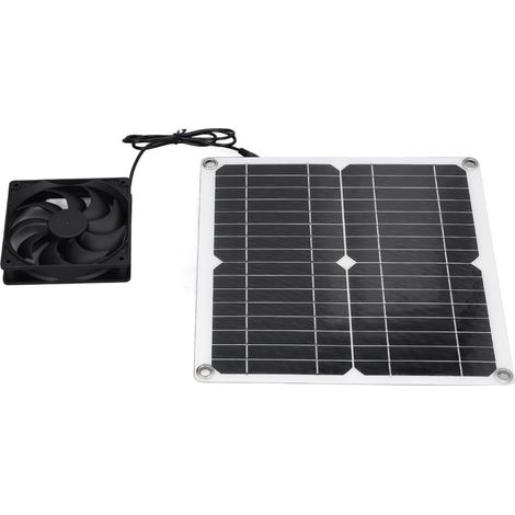 Kit ventilateur solaire USB 12 W pour serres, abris de jardin, niches pour animaux et recharge de téléphone portable (1/5)