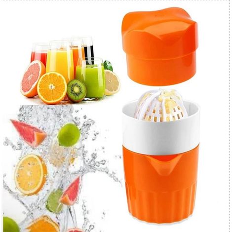 Presse-agrumes manuel à tasse, presse-agrumes à main pour oranges et citrons avec passoire, presse-agrumes et contrôle de la pulpe, extracteur de jus portable avec récipient intégré pour citrons, lime (1/5)