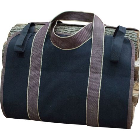Porte-bûches de Bois de Chauffage - Toile Sac À Bûche Cheminée Sac de Rangement de Bûches pour Transport Facile(Noir) (1/5)