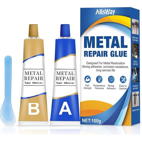 Colle Metal Extra Forte, Pâte à Reboucher et à Réparer les Métaux, 100 g (1/5)
