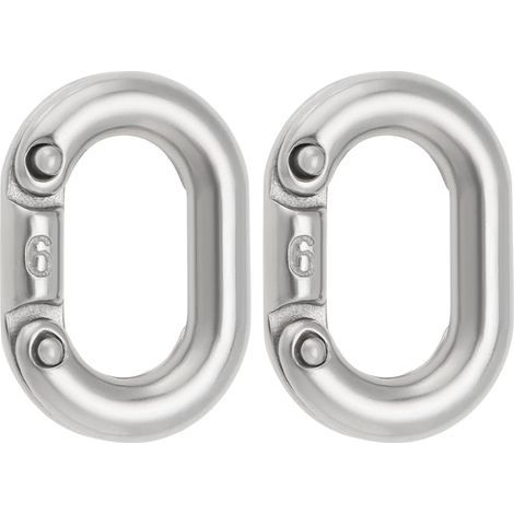 CSPARCV 4 Stück 6 mm Edelstahl 316 geteilte Kettengliedverbinder, Hochleistungs-Kettengliedverbinder für 22x12 mm Kettenverbindung, Silber (1/5)
