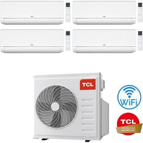 Climatizzatore Condizionatore TCL BreezeIN serie P9 Wifi R32 Quadri Split Inverter 9000 + 9000 + 12000 + 12000 BTU con U.E. MT3240 Classe A++/A+