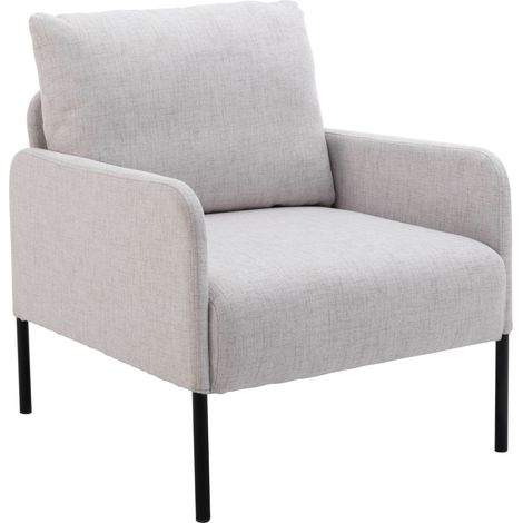 Relaxsessel für Wohnzimmer aus Leinen mit Kissen Metallbeinen Beige Wahson (1/5)