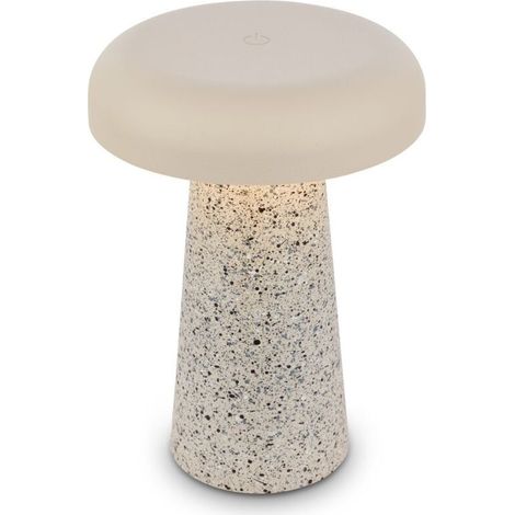 ACKERMAN Lampe de table LED sans fil en travertin Ø12x17 cm, 2,6 W, 140 lm, 3000 K blanc chaud, gradable – pour chevet, salon, chambre, balcon (1/5)