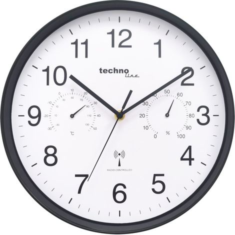 Technoline Funkwanduhr WT 8945 schwarz Standard Wanduhr