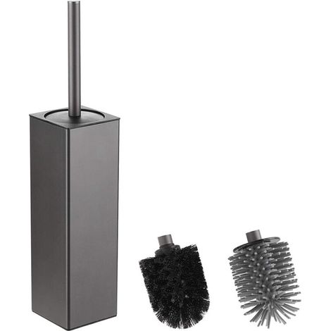 ZOLGINAH Brosse WC et support, support de brosse carré TPR et PP 2 têtes de brosse, brosse WC en aluminium pour le nettoyage de la salle de bain, brosses de toilette (gris) (1/5)