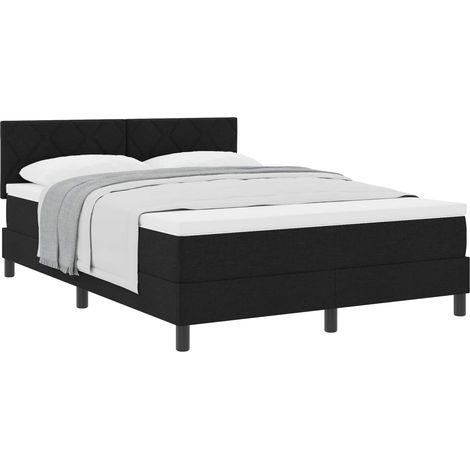 Maison Exclusive - Lit à ressorts avec tête de lit Noir 140 x 190 cm tissu (1/5)