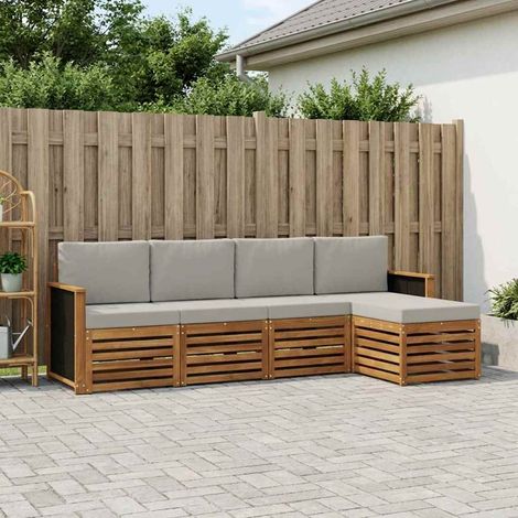 vidaXL Outdoor-Sofagarnitur mit Kissen 5 pcs Natürlich und Hellgrau (1/5)