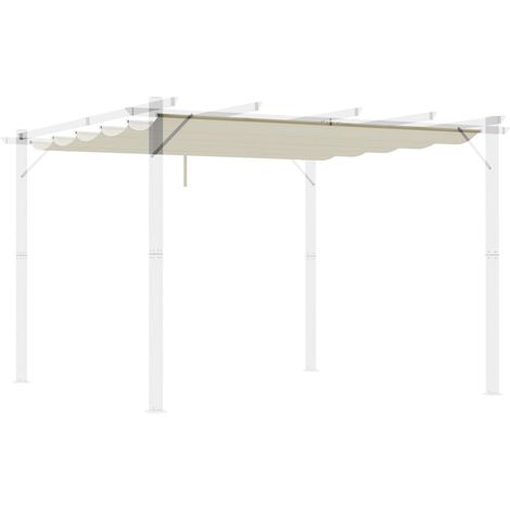 Toile de remplacement rétractable crème pour pergola 3x3 (2,5 x 2,55 m) avec 10 trous de drainage, 2,5 x 2,55 m.