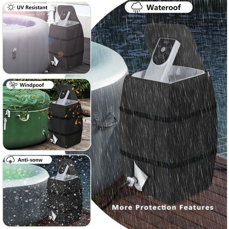 Cover Pour Pompe Chauffage Spa - 600D Oxford Imperméable - 43 x 38 x 54 cm - Protection Contre Eau UV Saleté - Convient à Plusieurs Modèles - 1 Pièce (1/5)